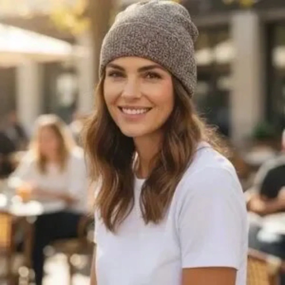 Barefoot Dreams CozyChic Lite Confetti Beanie Storm Gray Dark Brown One Size
